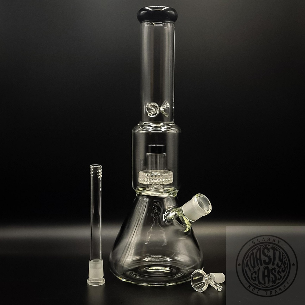 MINT AND YELLOW BEAKER w ICE CATCHER BONG