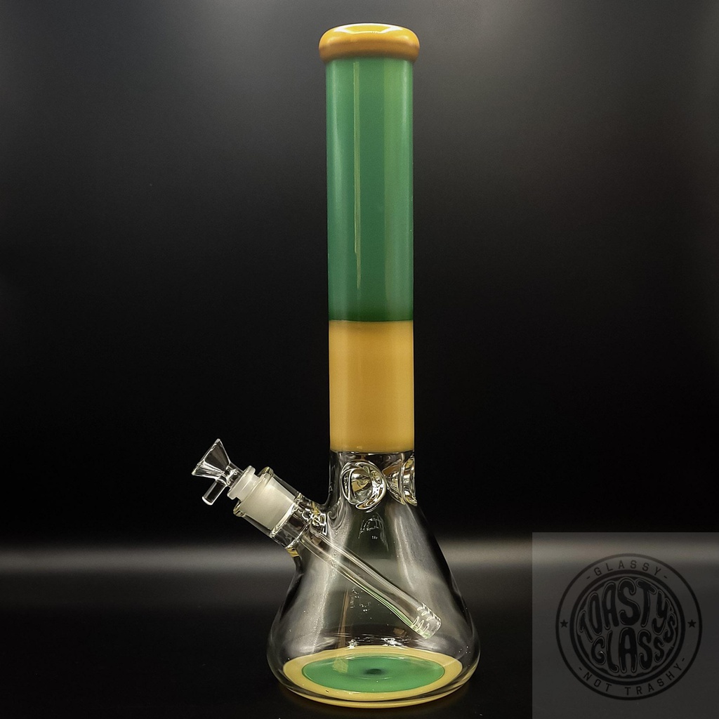 MINT AND YELLOW BEAKER w ICE CATCHER BONG